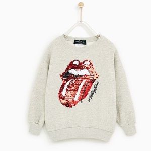 ZARA GIRLS ROLLING STONES SEQUIN SWEATSHIRT SIZE 7